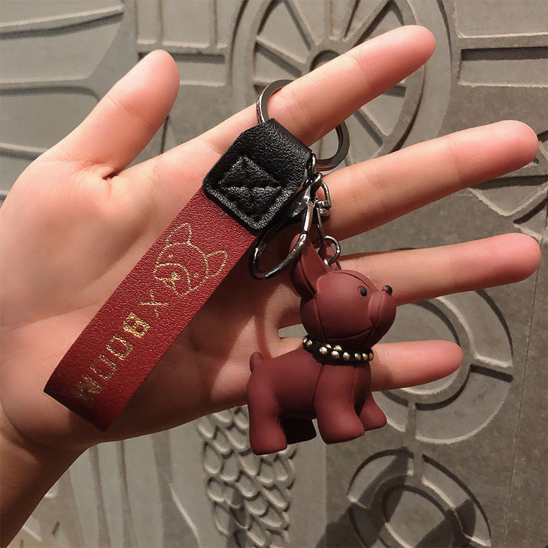 Wholesale French Doll Resin Leather Rope Keychain